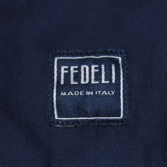 Fedeli NWT Dress Shirt Size 40 15.75 in Solid Navy Blue Cotton Blend